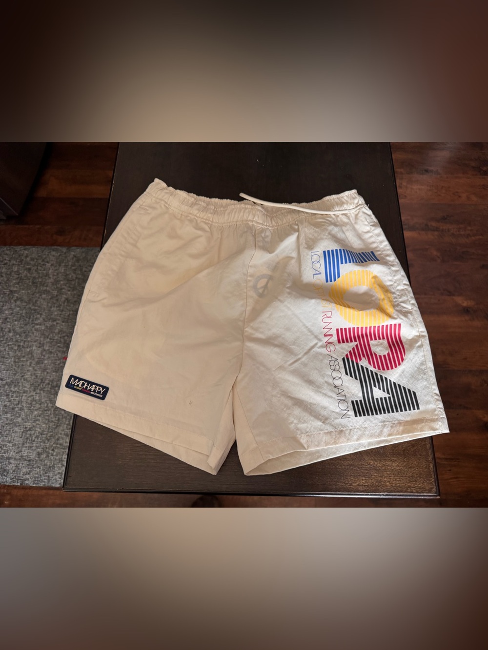 Madhappy L.O.R.A Running Cream Athletic Shorts with Multicolor Logo